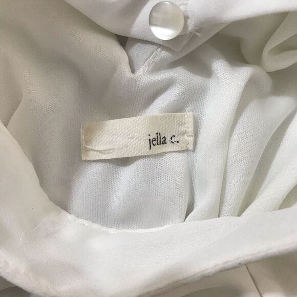 Jella C high-neck keyhole opening cream floral dress size L - Picture 7 of 8